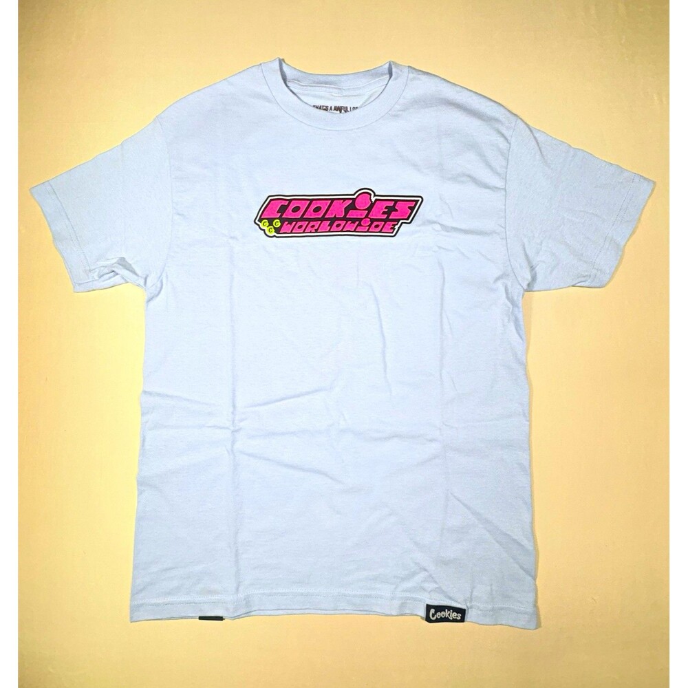 Cookies SF Men's M Light Blue Cookies Worldwide Pink Logo T-Shirt
